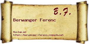 Berwanger Ferenc névjegykártya